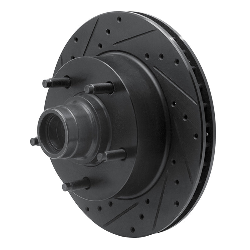 R1 94-03 Ford E-150 Econoline Front Left Drilled & Slotted Black Brake Rotor