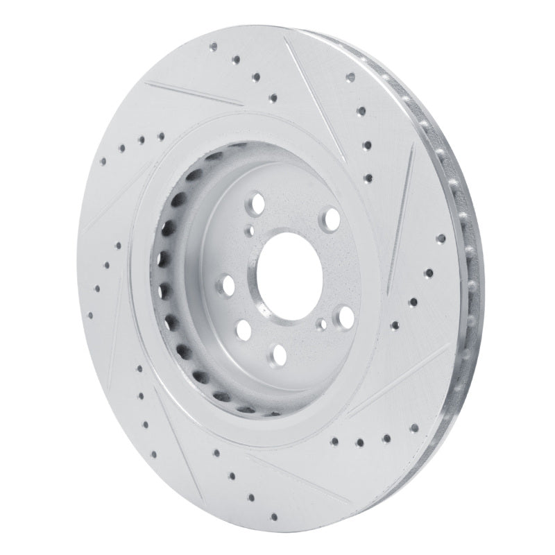 R1 20-25 Lexus RX350h Front Left Drilled & Slotted Silver Brake Rotor