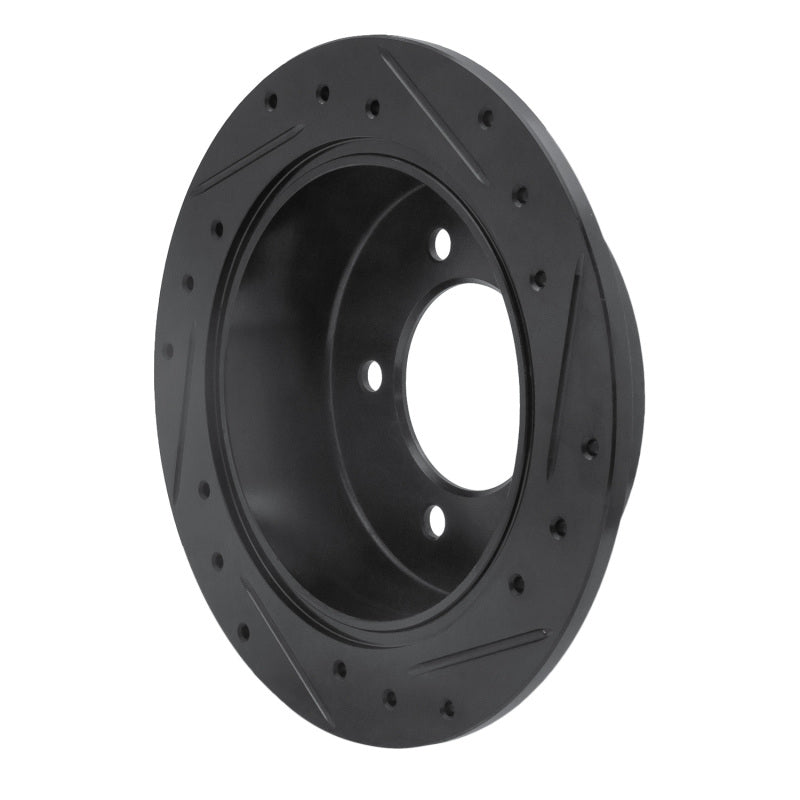 R1 07-17 Chrysler 200 Rear Left Drilled & Slotted Black Brake Rotor