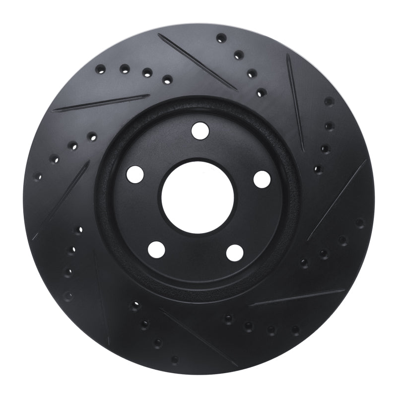 R1 91-97 Toyota Previa Front Left Drilled & Slotted Black Brake Rotor