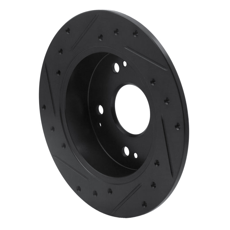 R1 97-06 Acura Integra Rear Right Drilled & Slotted Black Brake Rotor