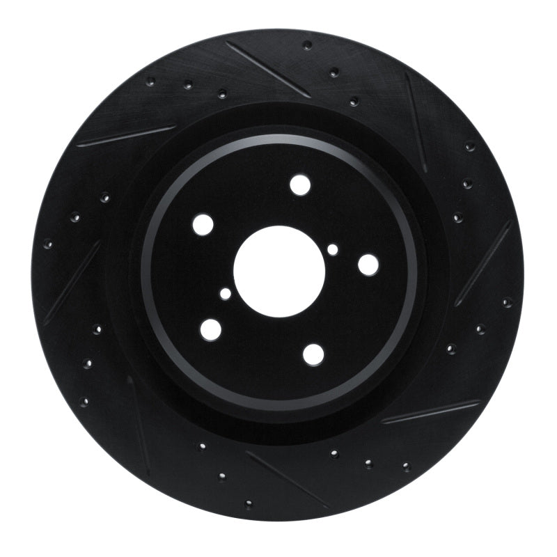 R1 -25 Subaru Ascent Rear Right Drilled & Slotted Black Brake Rotor