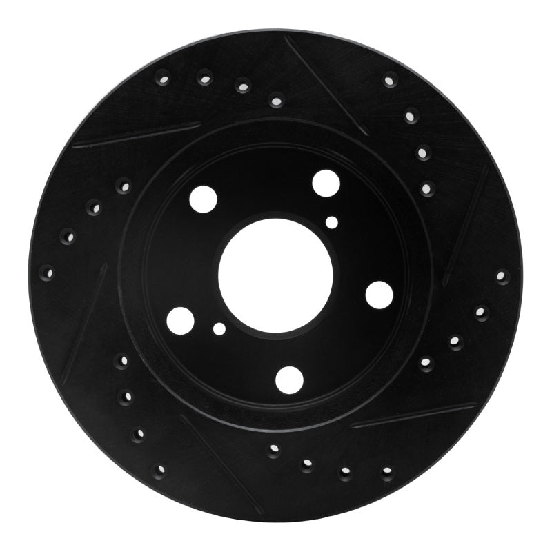 R1 91-95 Toyota MR2 Front Left Drilled & Slotted Black Brake Rotor