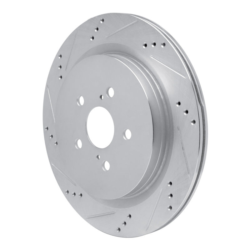 R1 16-22 Lexus RX450hL Rear Left Drilled & Slotted Silver Brake Rotor