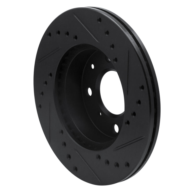 R1 84-90 Honda Accord Hatchback Front Left Drilled & Slotted Black Brake Rotor