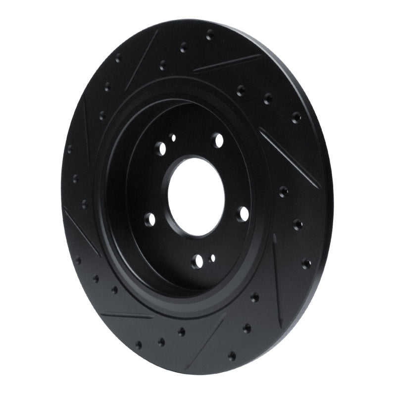 R1 -25 Hyundai Santa Fe Rear Right Drilled & Slotted Black Brake Rotor