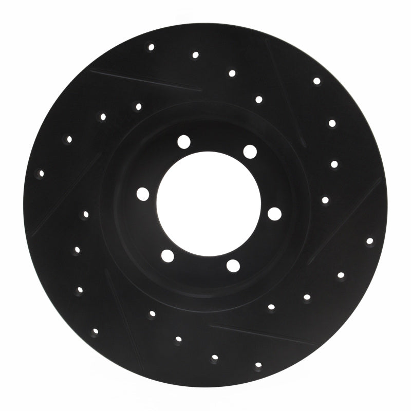 R1 78-82 Nissan 720 DATSUN Front Left Drilled & Slotted Black Brake Rotor