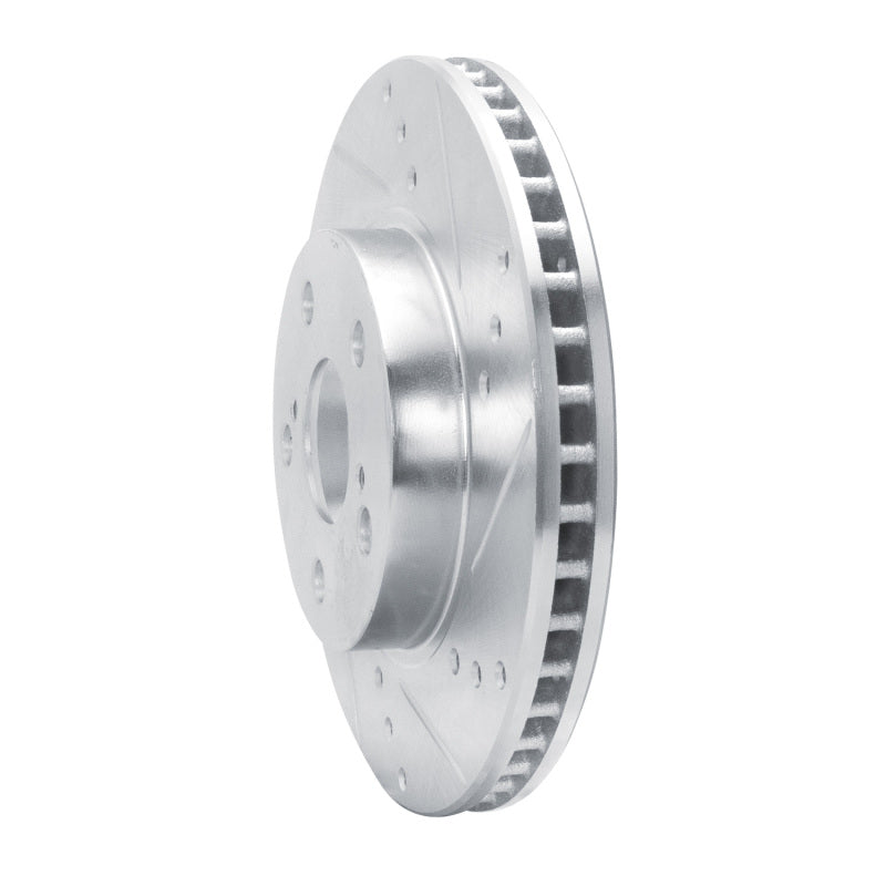 R1 10-17 Lexus CT200H Front Right Drilled & Slotted Silver Brake Rotor