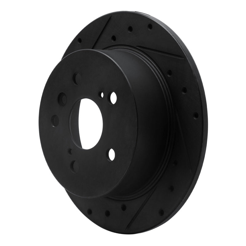 R1 07-12 Lexus ES350 Rear Left Drilled & Slotted Black Brake Rotor