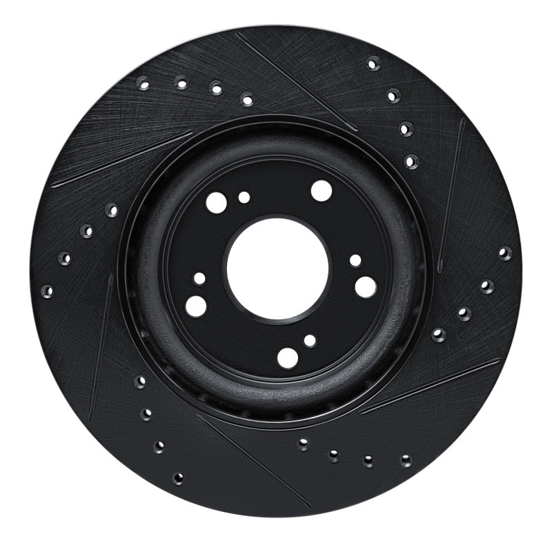 R1 12-16 Honda CR-V Front Left Drilled & Slotted Black Brake Rotor