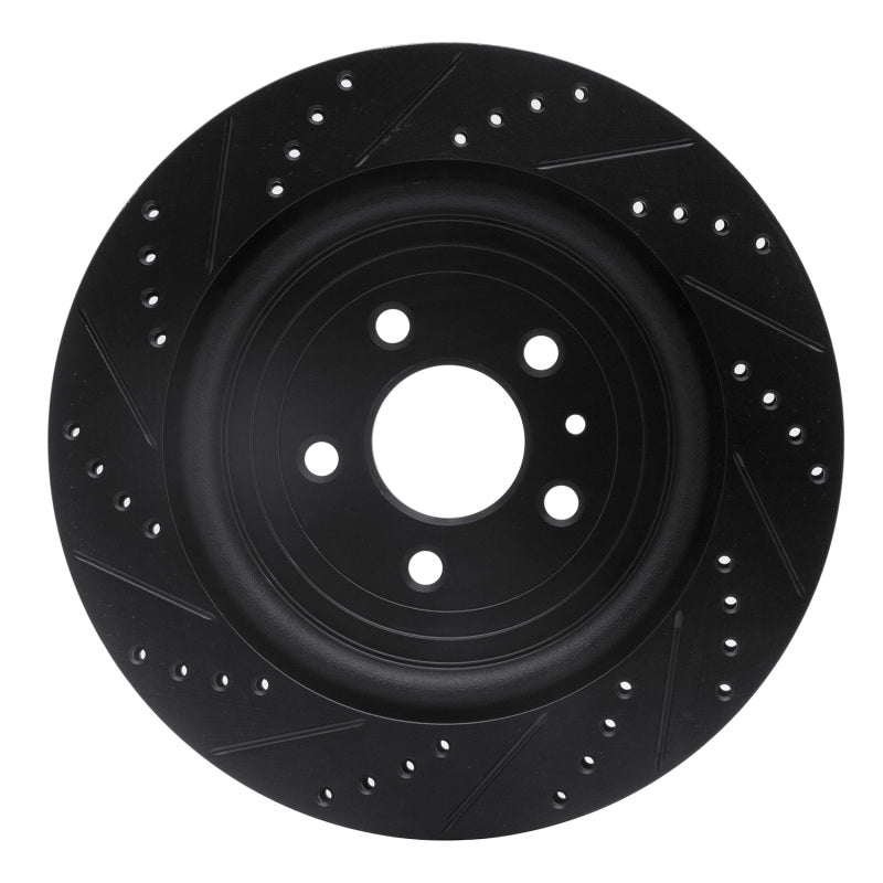 R1 13-19 Ford Flex Rear Right Drilled & Slotted Black Brake Rotor