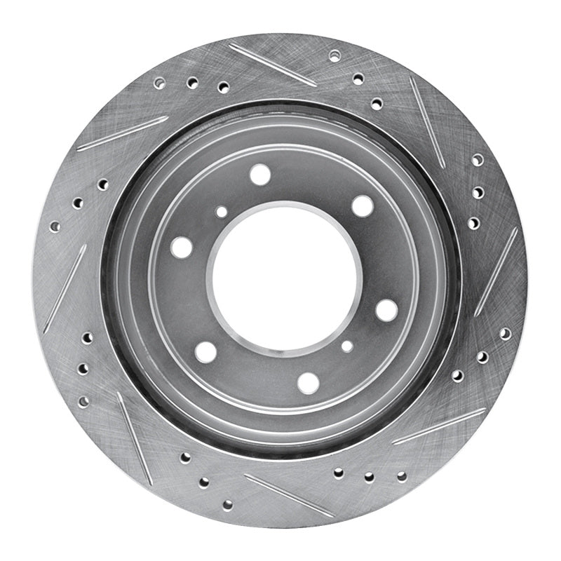 R1 00-06 Mitsubishi Montero Rear Left Drilled & Slotted Silver Brake Rotor