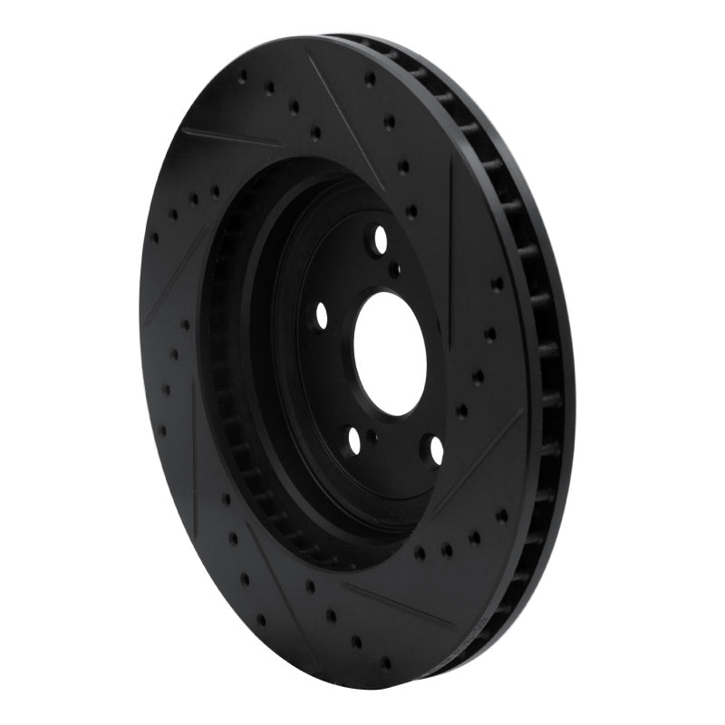 R1 04-09 Lexus RX350 Front Left Drilled & Slotted Black Brake Rotor