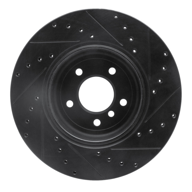 R1 04-10 BMW 535I Rear Left Drilled & Slotted Black Brake Rotor
