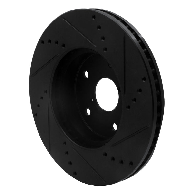 R1 15-19 Subaru Legacy Front Left Drilled & Slotted Black Brake Rotor