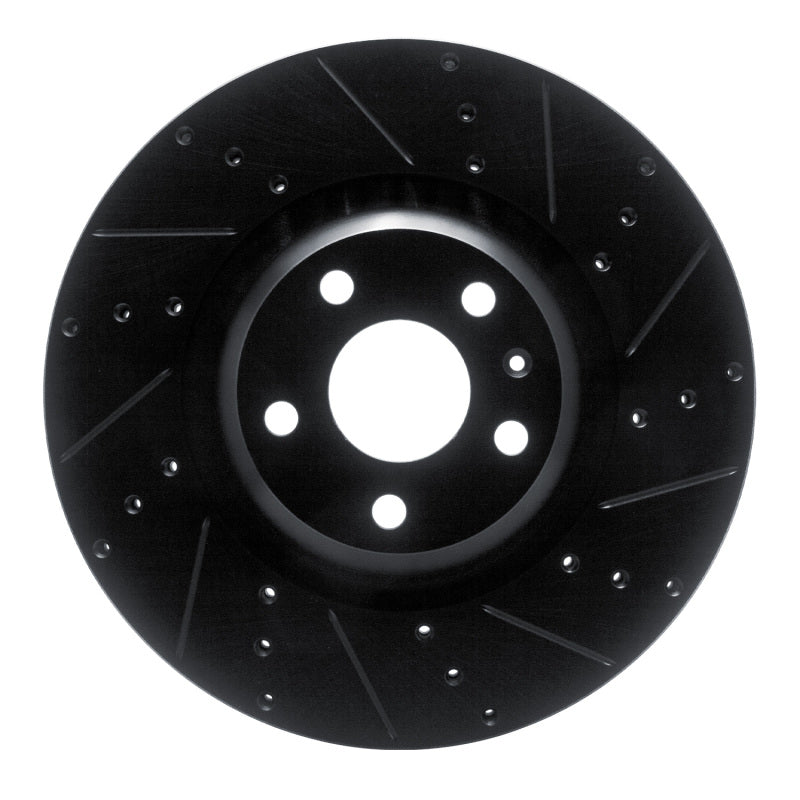 R1 12-15 Audi TTS Quattro Front Right Drilled & Slotted Black Brake Rotor