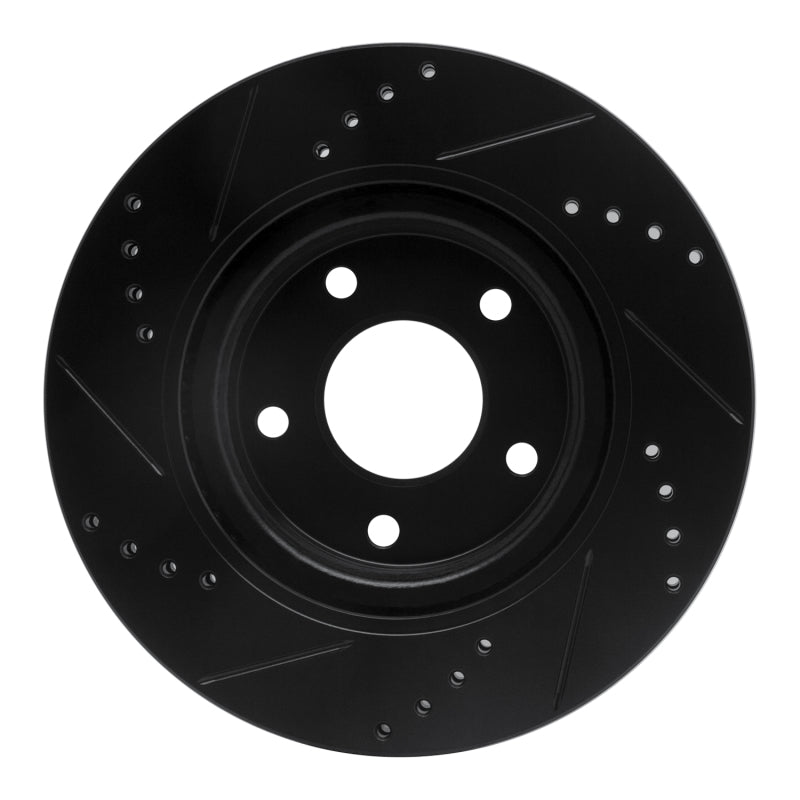 R1 11-19 Nissan Juke Front Right Drilled & Slotted Black Brake Rotor