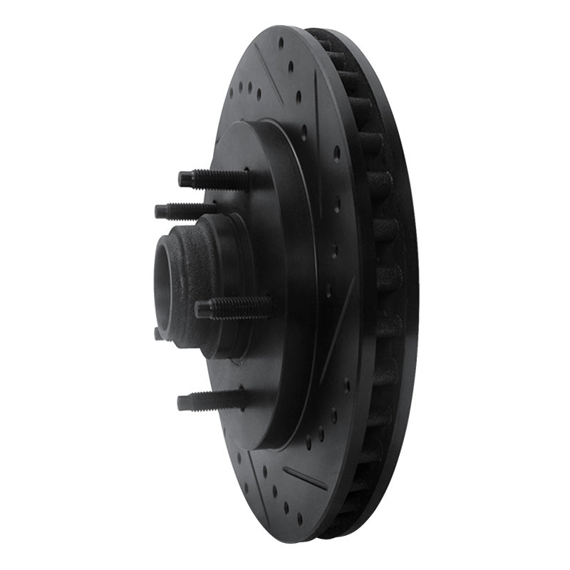 R1 97-00 Ford Expedition Front Right Drilled & Slotted Black Brake Rotor