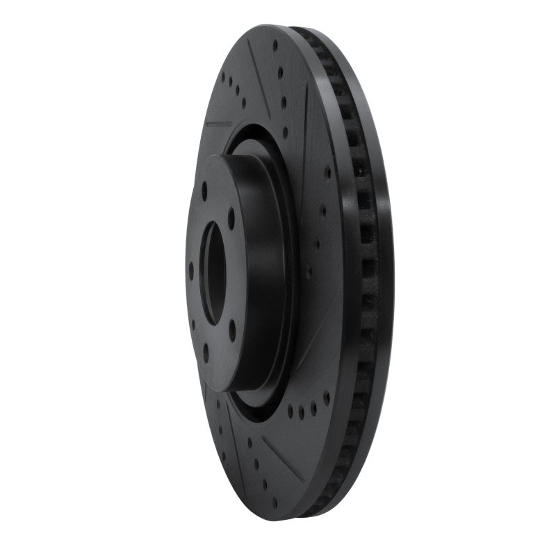 R1 16-25 Mazda CX-5 Front Right Drilled & Slotted Black Brake Rotor