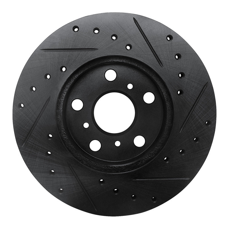 R1 90-91 Toyota Celica Front Left Drilled & Slotted Black Brake Rotor