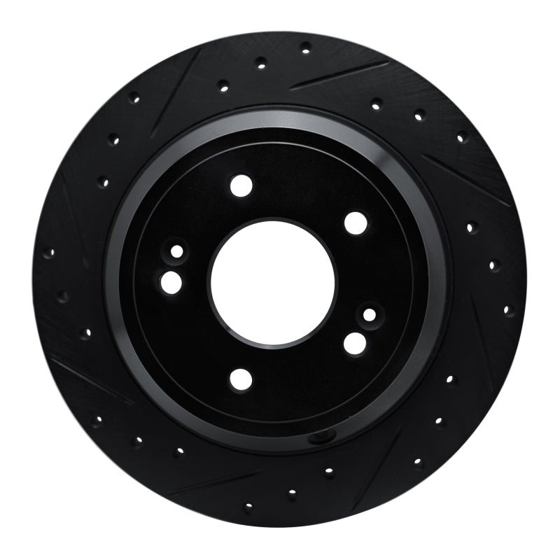 R1 09-20 Genesis G80 Rear Left Drilled & Slotted Black Brake Rotor