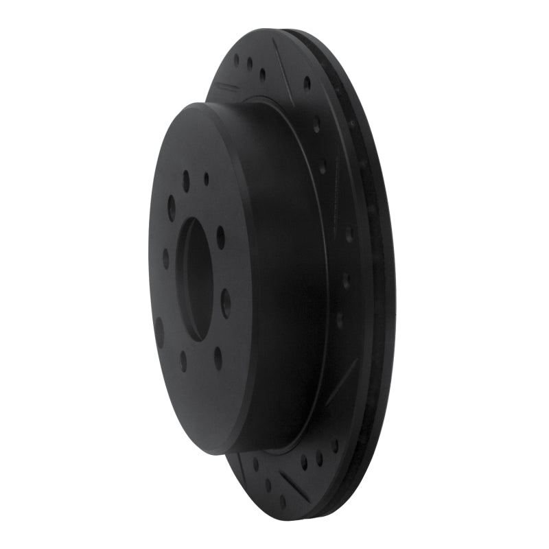 R1 92-06 Mazda 929 Rear Right Drilled & Slotted Black Brake Rotor