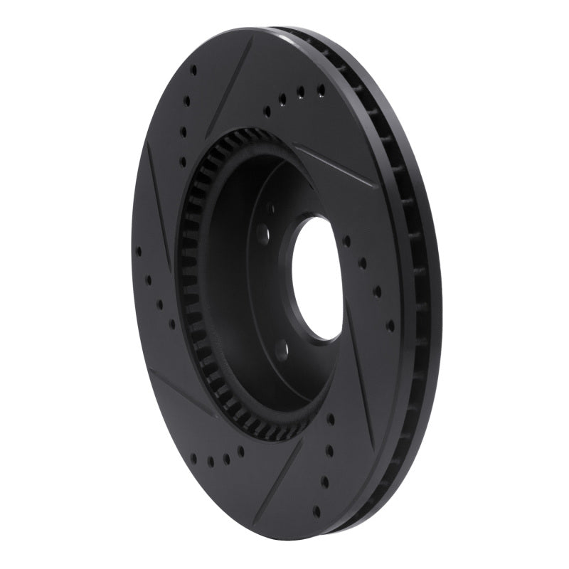 R1 03-13 Hyundai Elantra Front Right Drilled & Slotted Black Brake Rotor