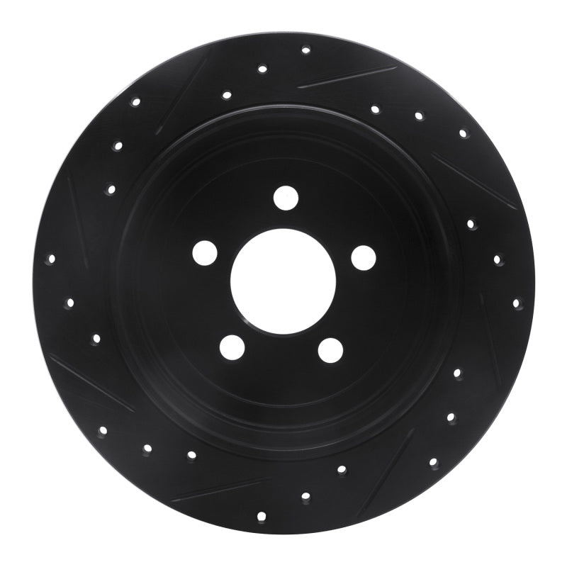 R1 07-12 Dodge Nitro Rear Right Drilled & Slotted Black Brake Rotor