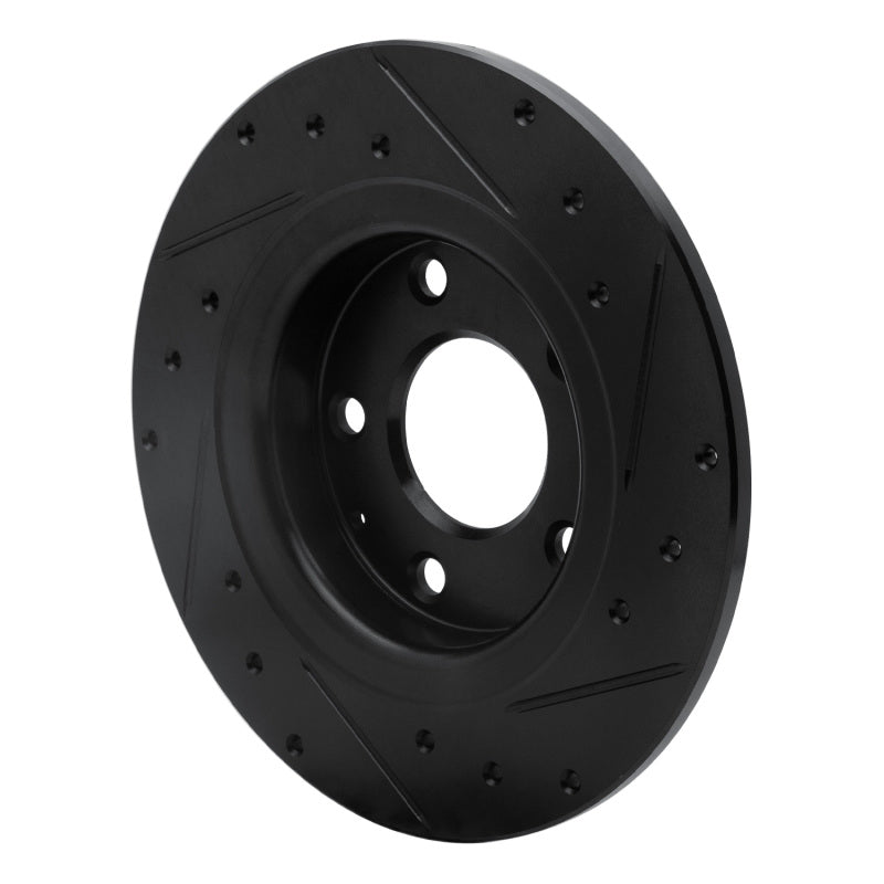 R1 14-21 Mazda 6 Rear Left Drilled & Slotted Black Brake Rotor