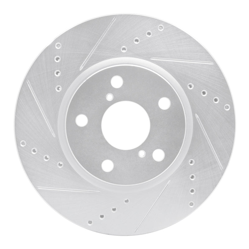 R1 06-15 Lexus IS250 Left Front Drilled & Slotted Silver Brake Rotor