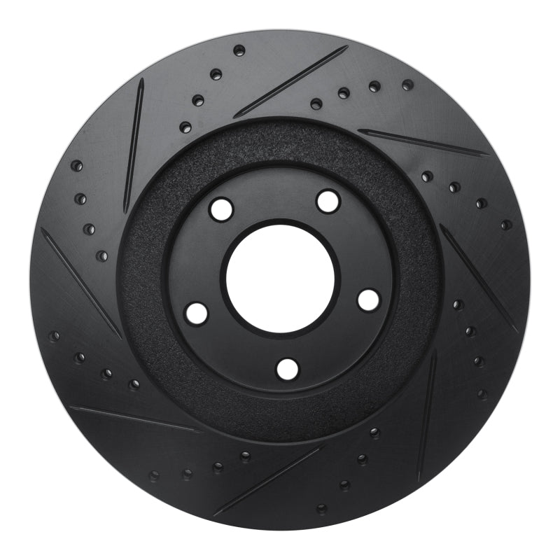 R1 02-06 Infiniti I35 Front Right Drilled & Slotted Black Brake Rotor