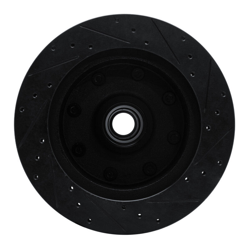 R1 78-97 Dodge B200 / B200 Van / B250 Front Left Drilled & Slotted Black Brake Rotor