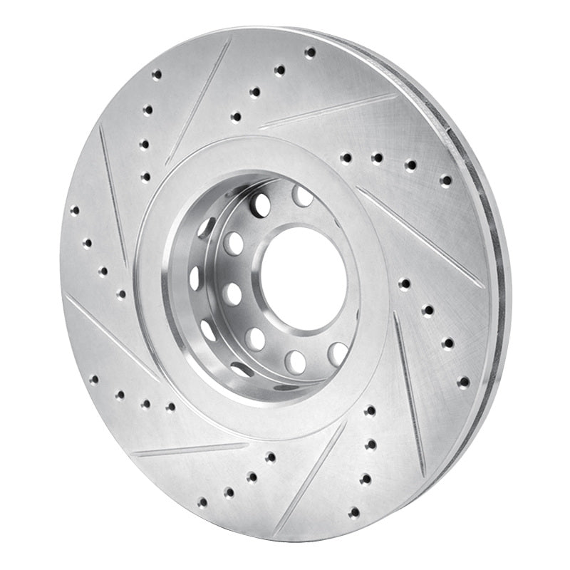 R1 00-03 Audi A8 Front Right Drilled & Slotted Silver Brake Rotor