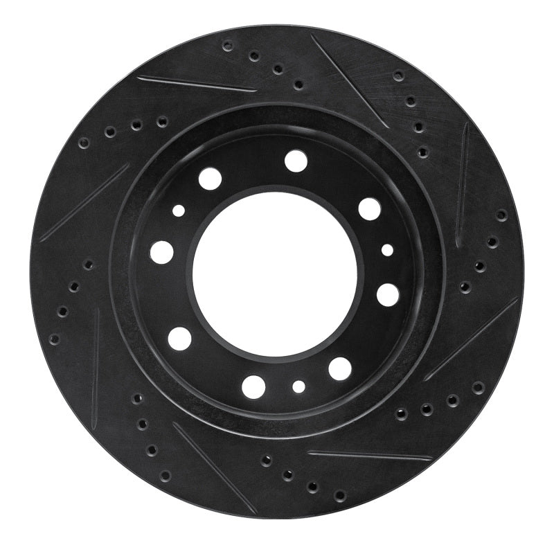 R1 06-11 Cadillac DTS Front Left Drilled & Slotted Black Brake Rotor