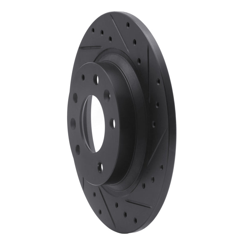 R1 98-15 Ford Fusion Rear Right Drilled & Slotted Black Brake Rotor