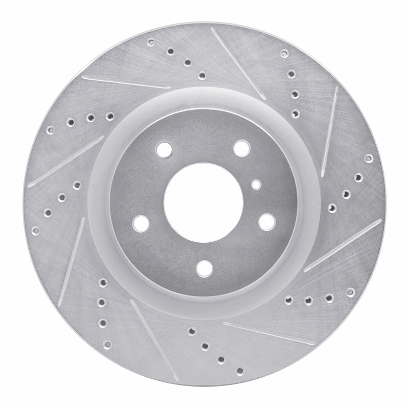 R1 03-08 Infiniti G35 Front Right Drilled & Slotted Silver Brake Rotor