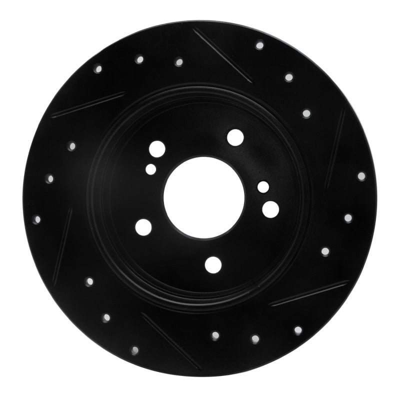 R1 01-03 Hyundai XG350 Front Left Drilled & Slotted Black Brake Rotor