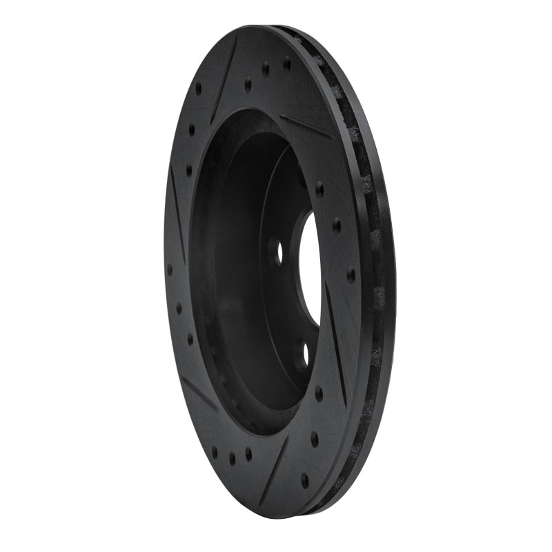 R1 93-98 Ford Thunderbird Rear Right Drilled & Slotted Black Brake Rotor
