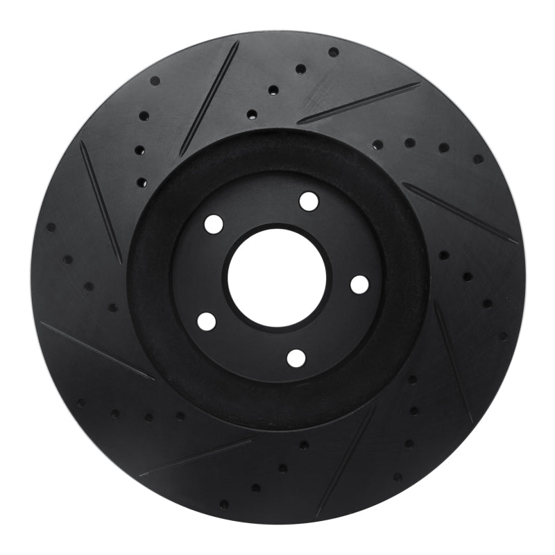R1 03-05 Nissan Maxima Front Right Drilled & Slotted Black Brake Rotor