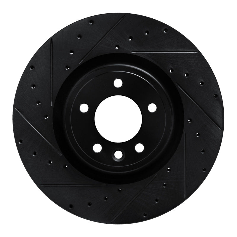 R1 18-24 Land Rover Discovery Front Left Drilled & Slotted Black Brake Rotor