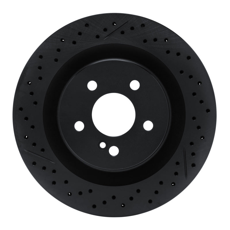 R1 08-15 Mercedes-Benz C63 AMG Rear Drilled & Slotted Black Brake Rotor