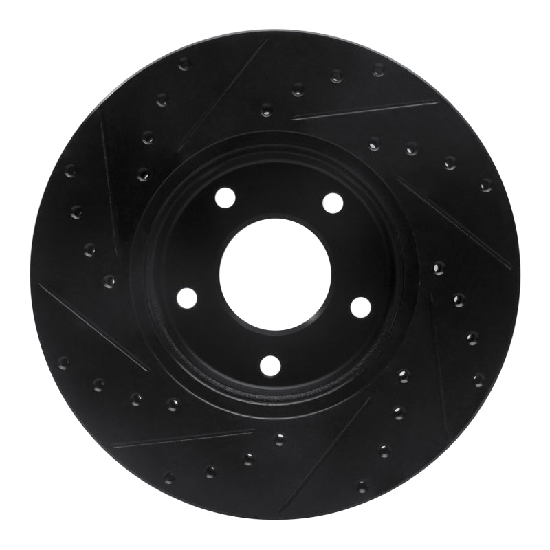 R1 97-03 Jaguar Vanden Plas Front Right Drilled & Slotted Black Brake Rotor