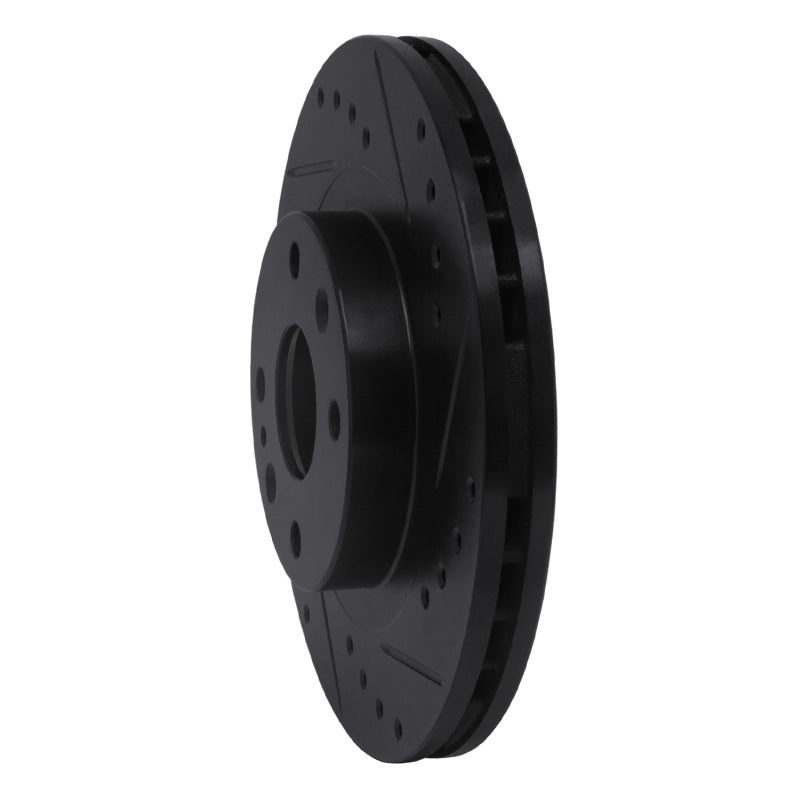 R1 99-03 Mazda Protege Front Right Drilled & Slotted Black Brake Rotor