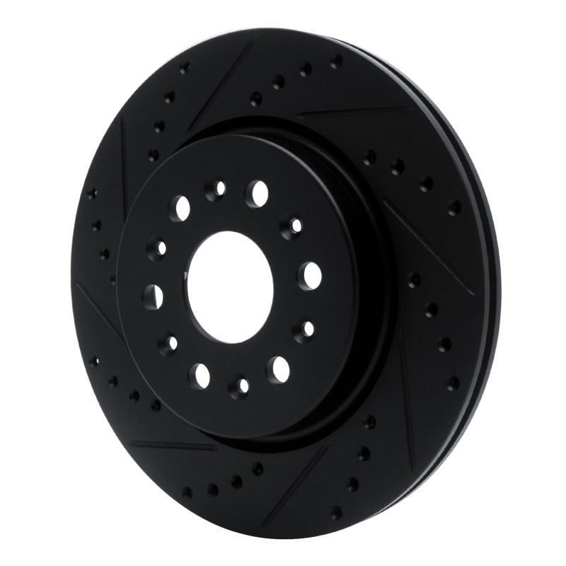 R1 17-25 Buick Enclave Rear Left Drilled & Slotted Black Brake Rotor