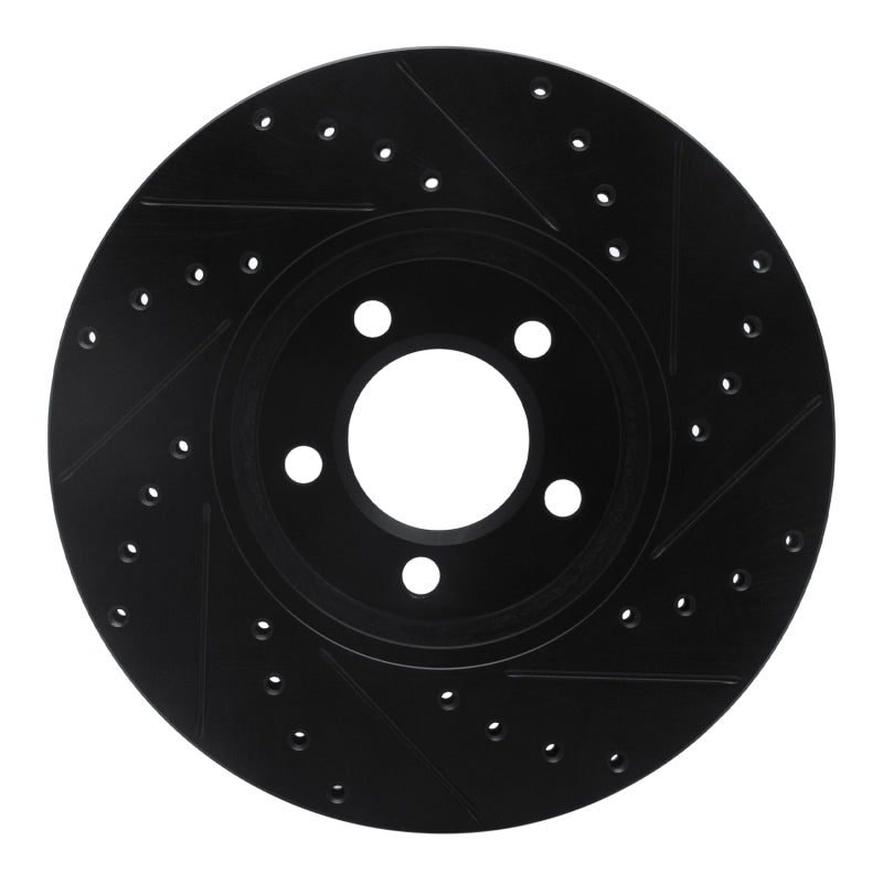 R1 00-06 Ford Thunderbird Front Left Drilled & Slotted Black Brake Rotor