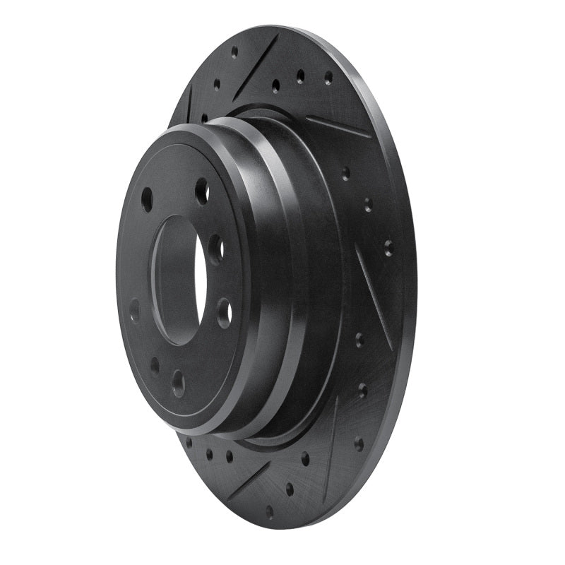 R1 89-95 BMW 530I Rear Left Drilled & Slotted Black Brake Rotor