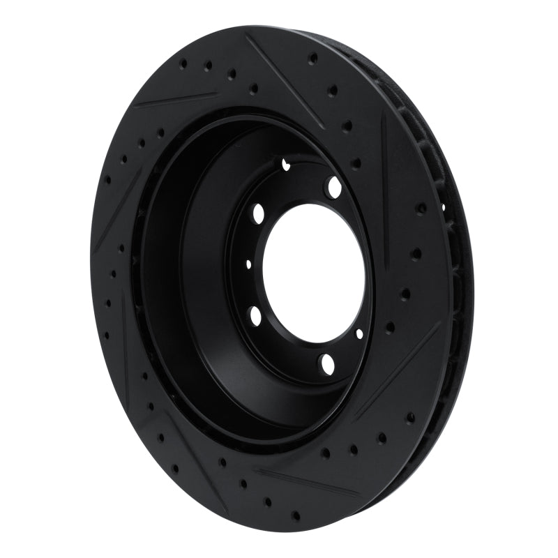 R1 -23 Porsche Cayenne Rear Left Drilled & Slotted Black Brake Rotor