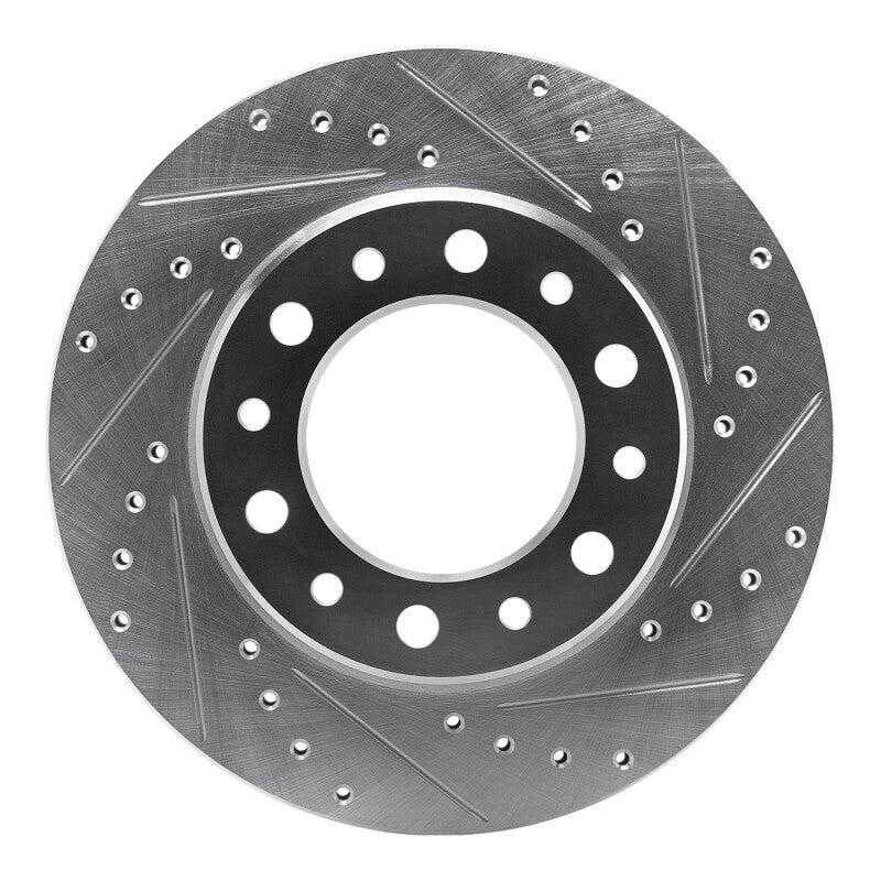 R1 76-89 Toyota Land Cruiser Front Right Drilled & Slotted Silver Brake Rotor