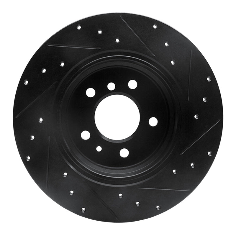 R1 91-01 BMW 740IL Rear Left Drilled & Slotted Black Brake Rotor