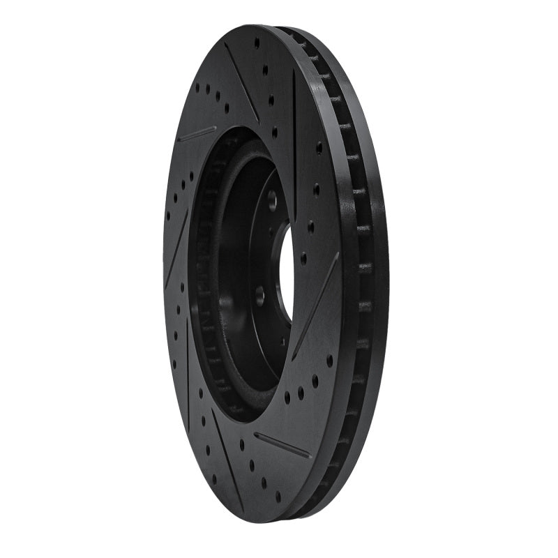 R1 09-14 Acura TL Front Left Drilled & Slotted Black Brake Rotor